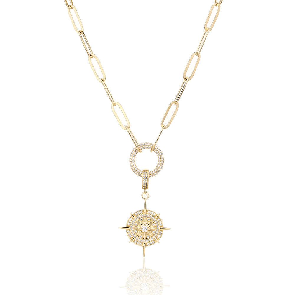 שרשרת משובצת עשוייה פליז בציפוי זהב 925