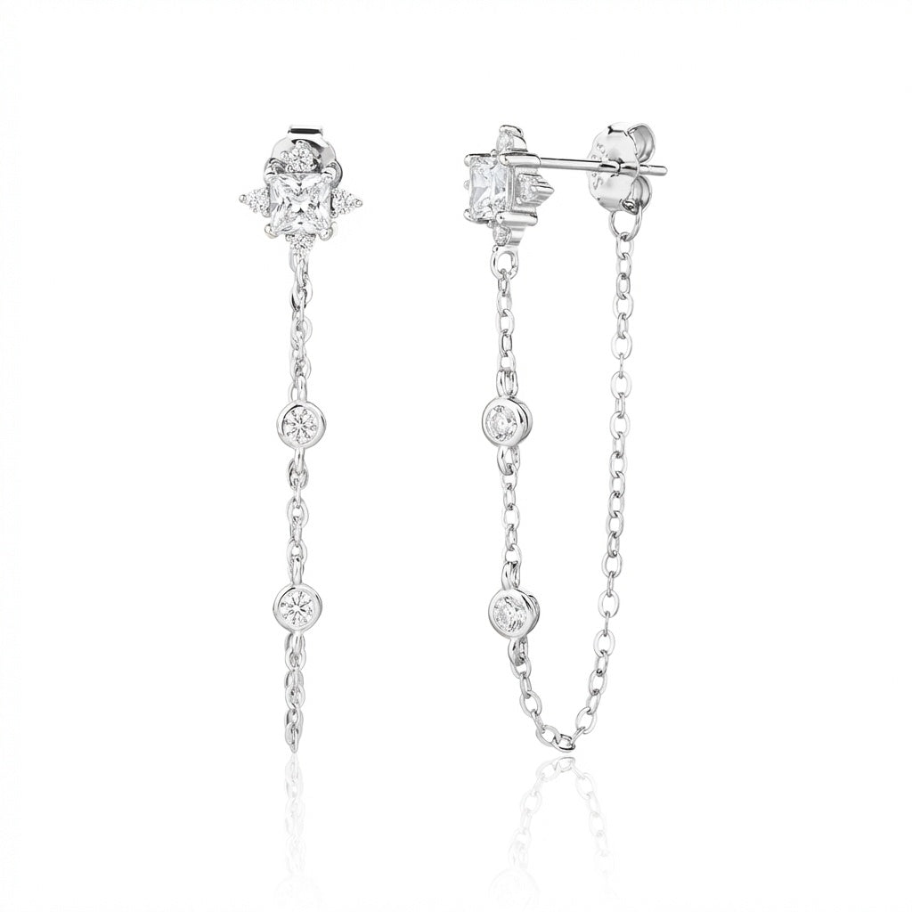 עגילים נופלים מכסף אמיתי 925