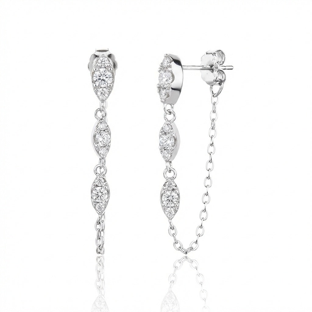 עגילים נופלים מכסף אמיתי 925