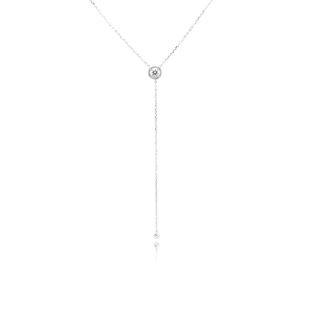 שרשרת נופלת עשוייה כסף אמיתי ומשובצים זרקונים