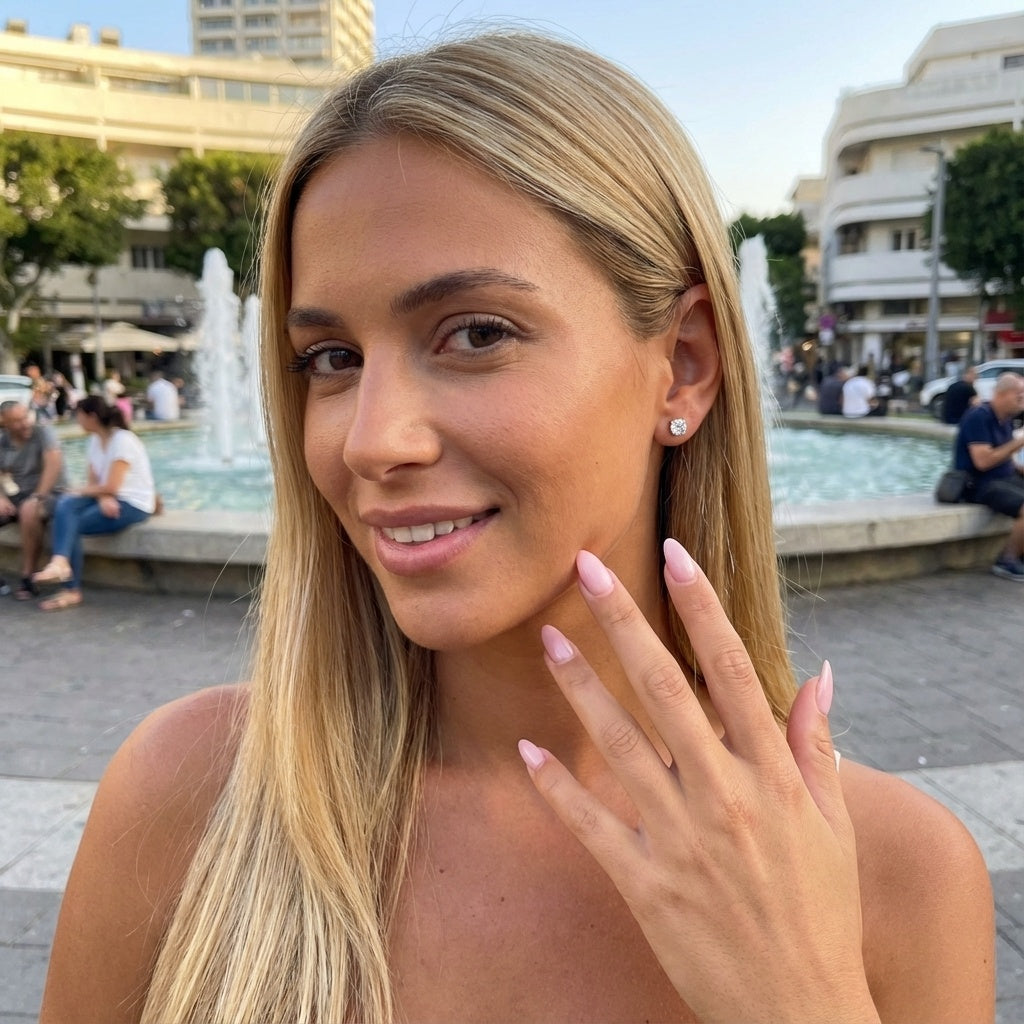 עגילים צמודים מכסף אמיתי 925 בציפוי זהב אדום 14k