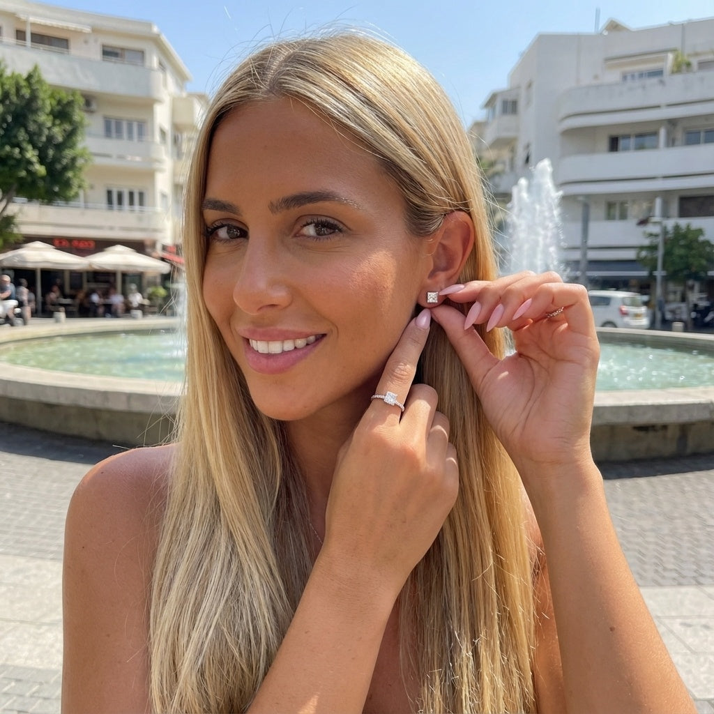 עגילים צמודים מכסף אמיתי 925